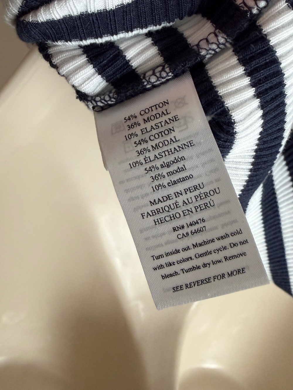 Faherty Navy & White Stripe Cotton Blend Top (Size Small) - Picture 6 of 7